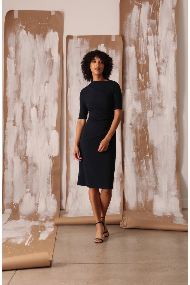 Asymmetric Neck Sheath Midi Dress, Alternate, color, TWILIGHT N