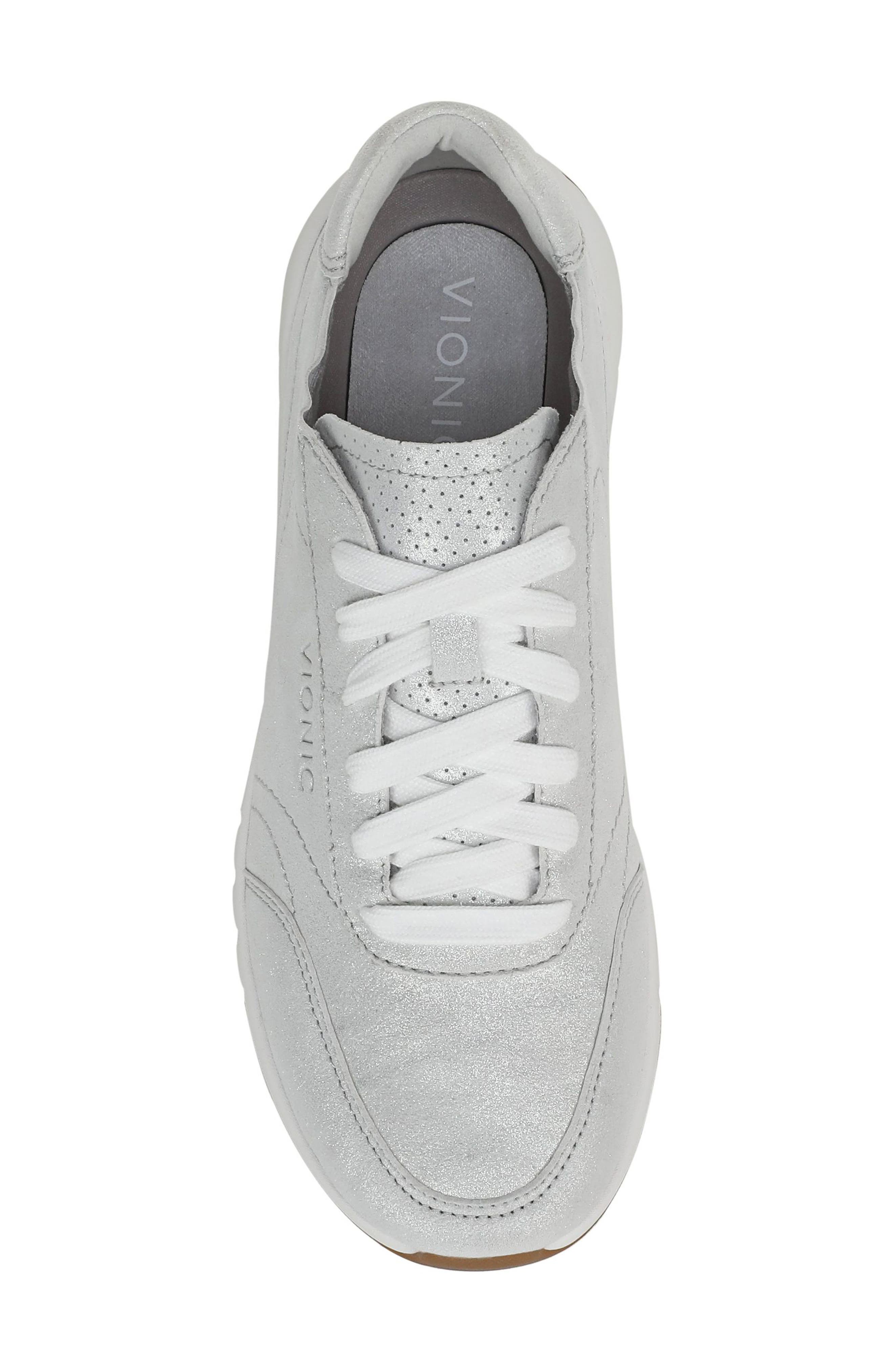 Uptown Metallic Suede Sneaker, Alternate, color, SILVER LEATHER