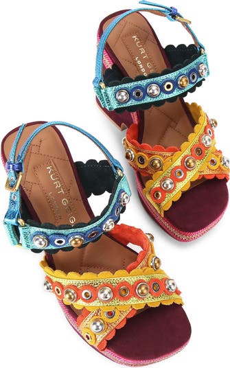 Scalloped Stud Wedge Platform Sandal