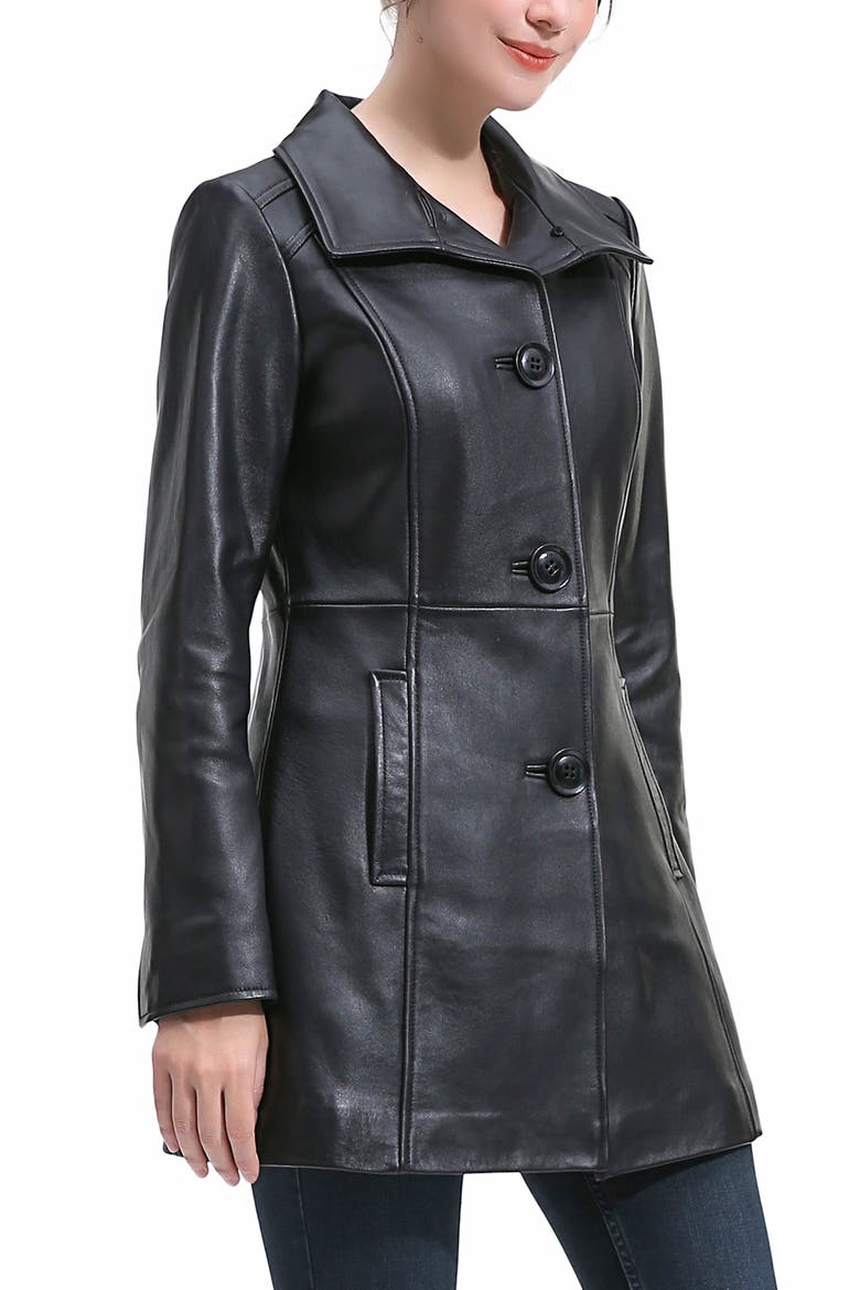 Ava Leather Coat, Alternate, color, Black