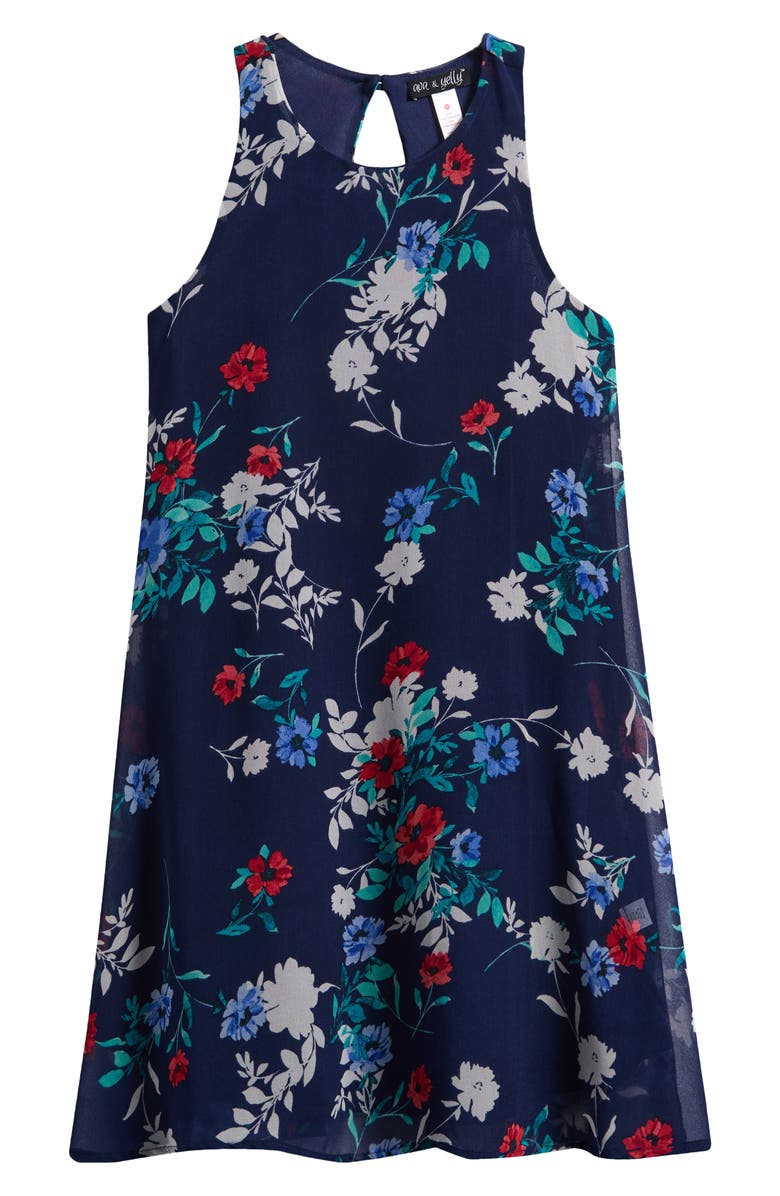 Ava & Yelly Kids' Ruffle Back Sleeveless Shift Dress, Main, color, 