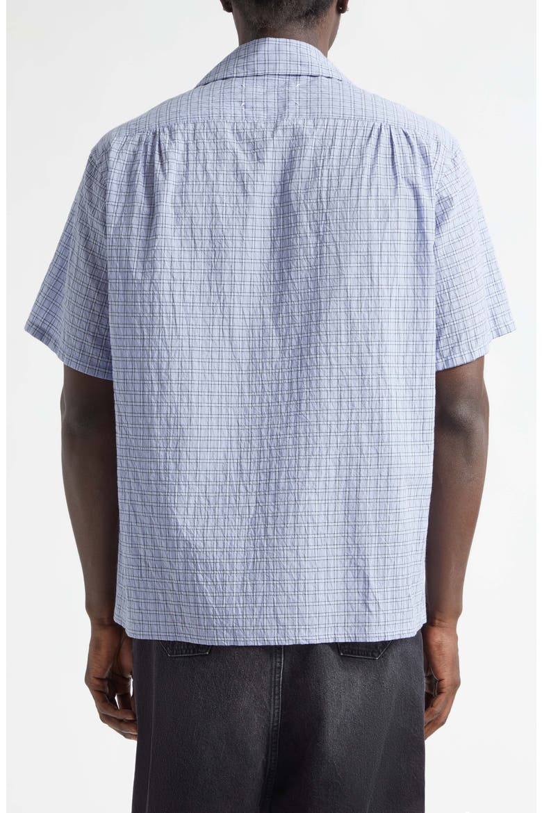 Check Linen & Cotton Camp Shirt, Alternate, color, SKY BLUE