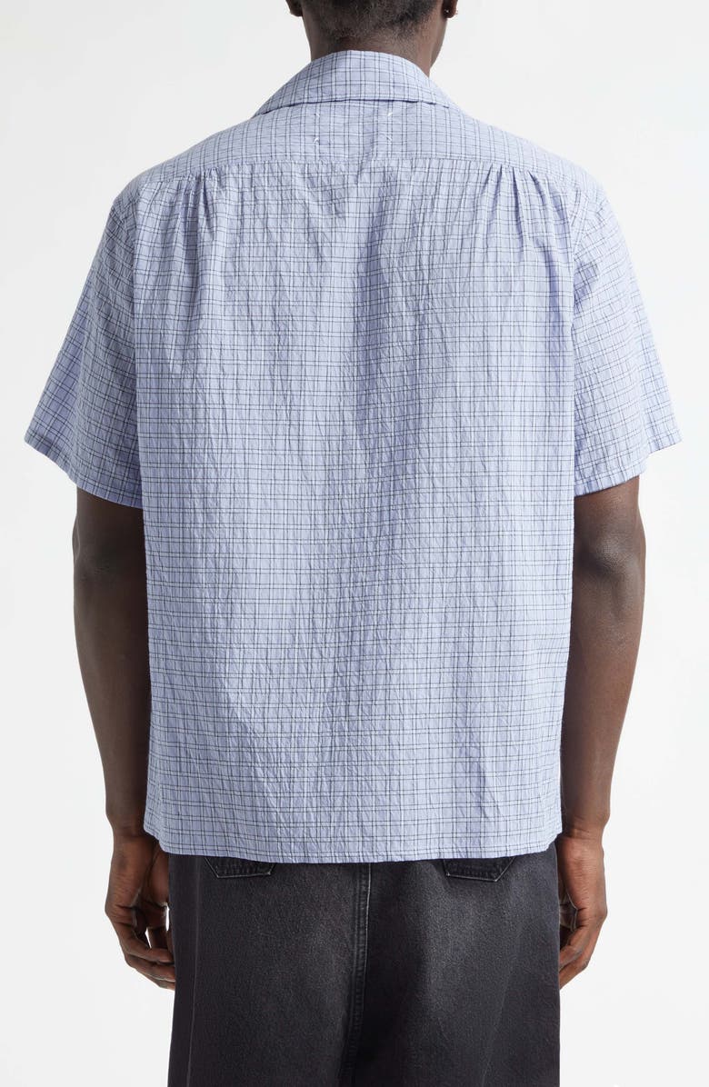 Maison Margiela Check Linen & Cotton Camp Shirt, Alternate, color, Sky Blue