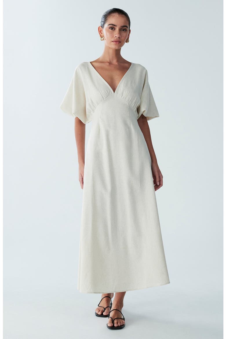Palm Midi Dress, Main, color, Natural