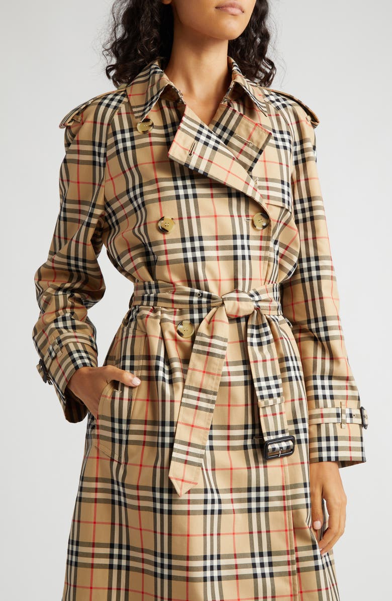 Burberry Harehope Check Trench Coat, Alternate, color,