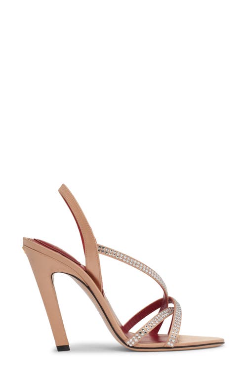 Valentino Garavani Dans Le Foyer Satin Sandal With Crystals 105mm Woman Nude 39.5 In Gold