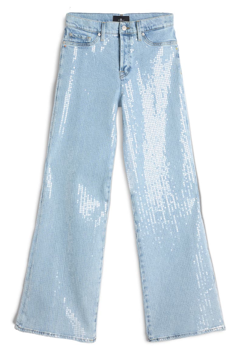 Lotta Sequin Wide Leg Stretch Jeans, Alternate, color, SHIMMER