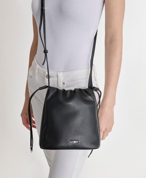 Dkny Channing Small Drawstring In Black/silver