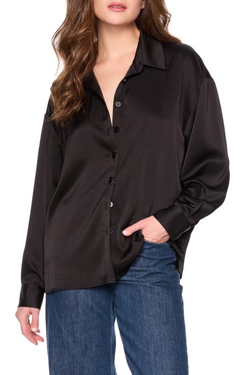 Satin Button Front Shirt