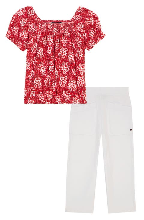 Kids' Floral Print Top & Patch Pocket Pants (Toddler & Little Kid)