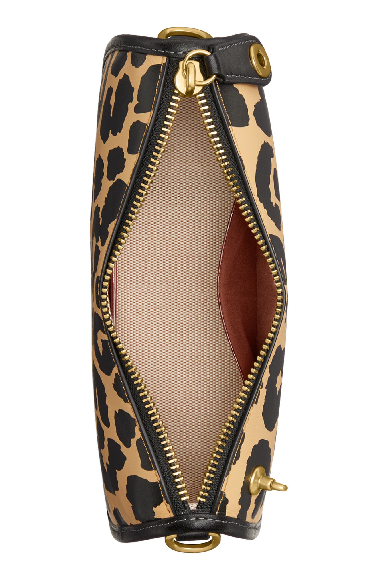 COACH Swinger Leopard Print Leather Shoulder Bag, Alternate, color, 