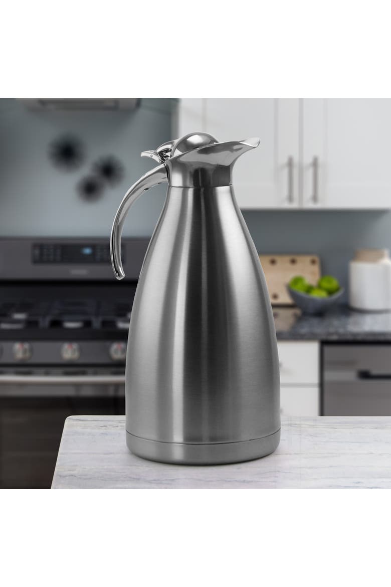 2L Deluxe Stainless Steel Thermal Beverage Carafe for Coffee and Tea, Alternate, color, Silver