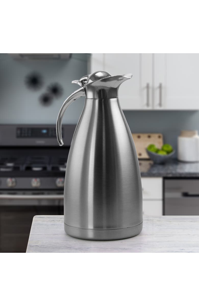 Megachef 2L Deluxe Stainless Steel Thermal Beverage Carafe for Coffee and Tea, Alternate, color, Silver