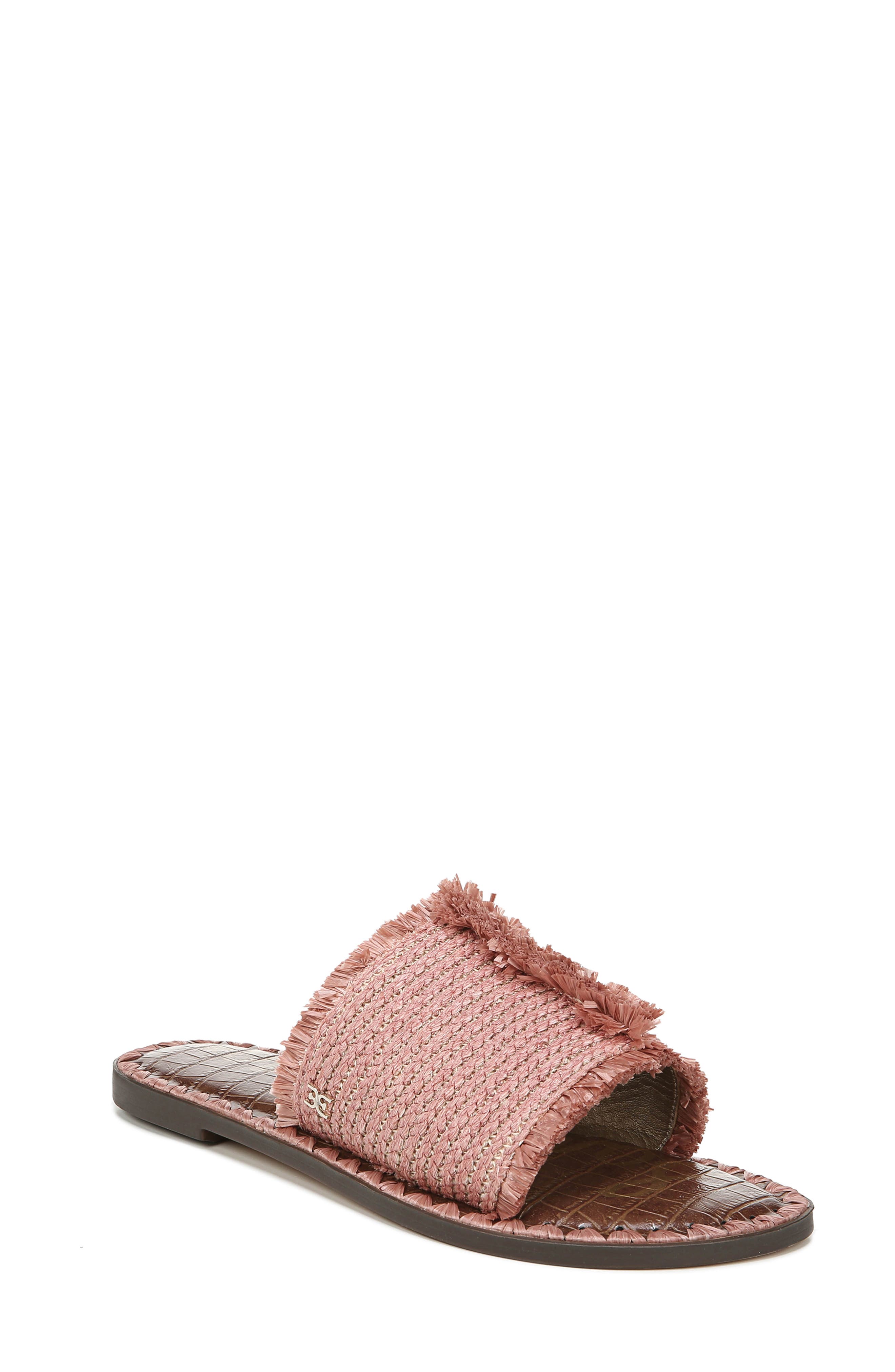 Glenda Fringe Slide Sandal, Main, color, HAVANA CORAL