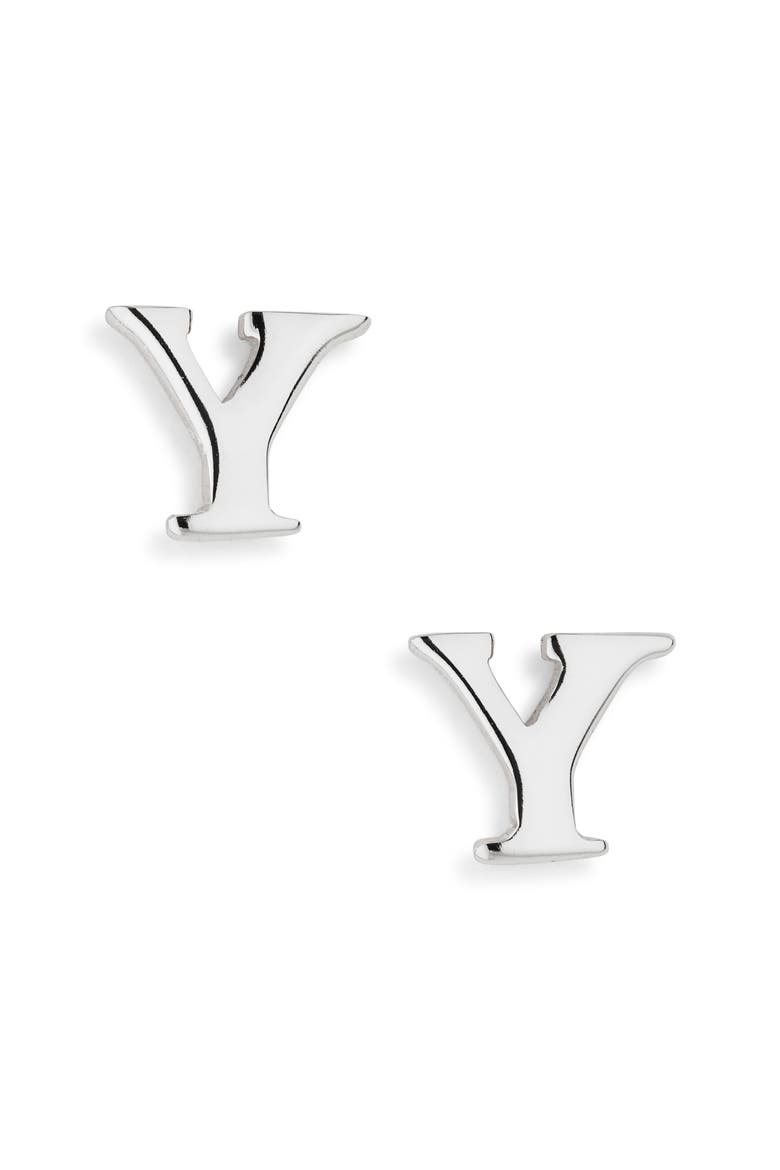 Block Letter Initial Stud Earrings, Main, color, STERLING SILVER Y