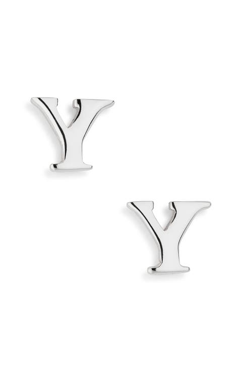Block Letter Initial Stud Earrings