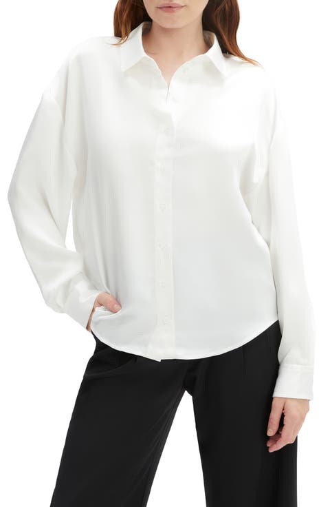 Luana Oversize Satin Button-Up Shirt