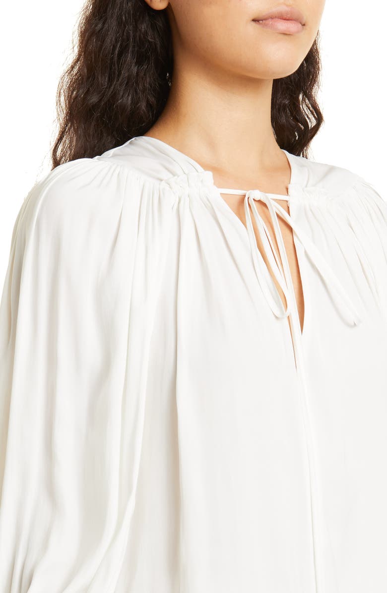 Rebecca Taylor Tie Neck Sateen Blouse, Alternate, color, Milk