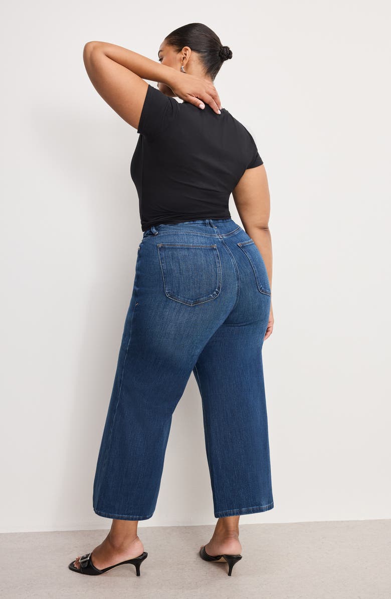 Good American Soft-Tech Good Waist Crop Wide Leg Palazzo Jeans, Alternate, color, Indigo977