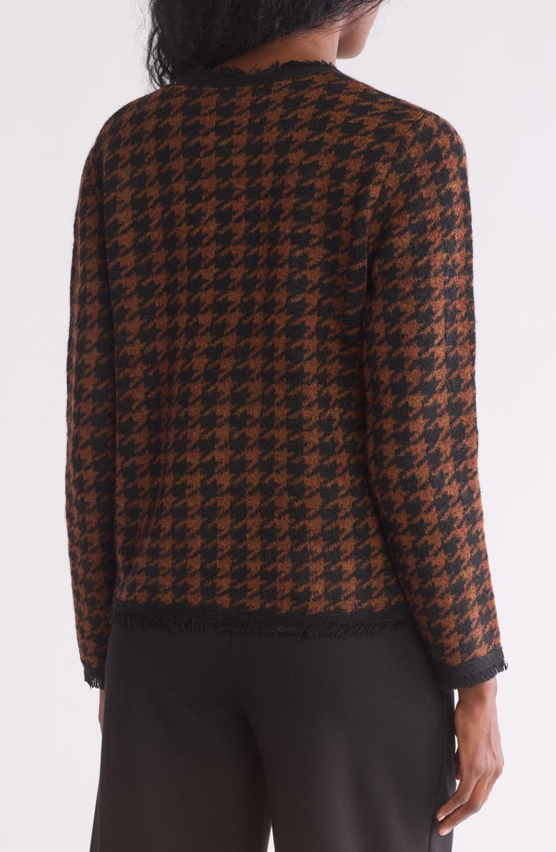 MAX STUDIO Fringe Houndstooth Jacket, Alternate, color, Black/ Vicuna Houndndstooth