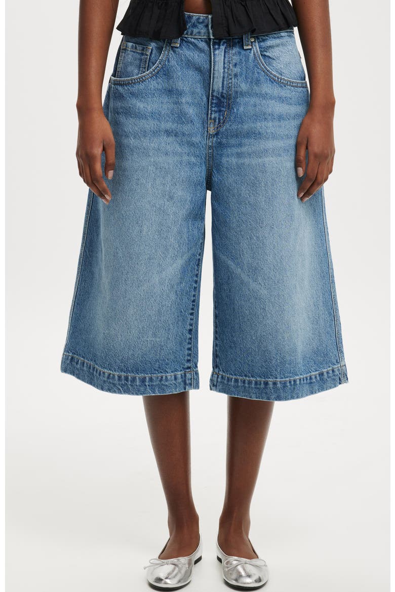 Women's 90 S Baggy Denim Jort, Main, color, Azure Blue