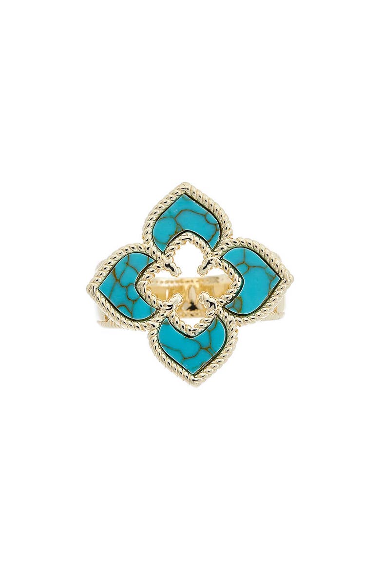 Floral Ring, Main, color, TURQUOISE/ YELLOW GOLD