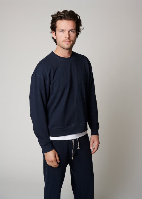 Leisure Lab Cotton Lounge Crewneck In Lapis