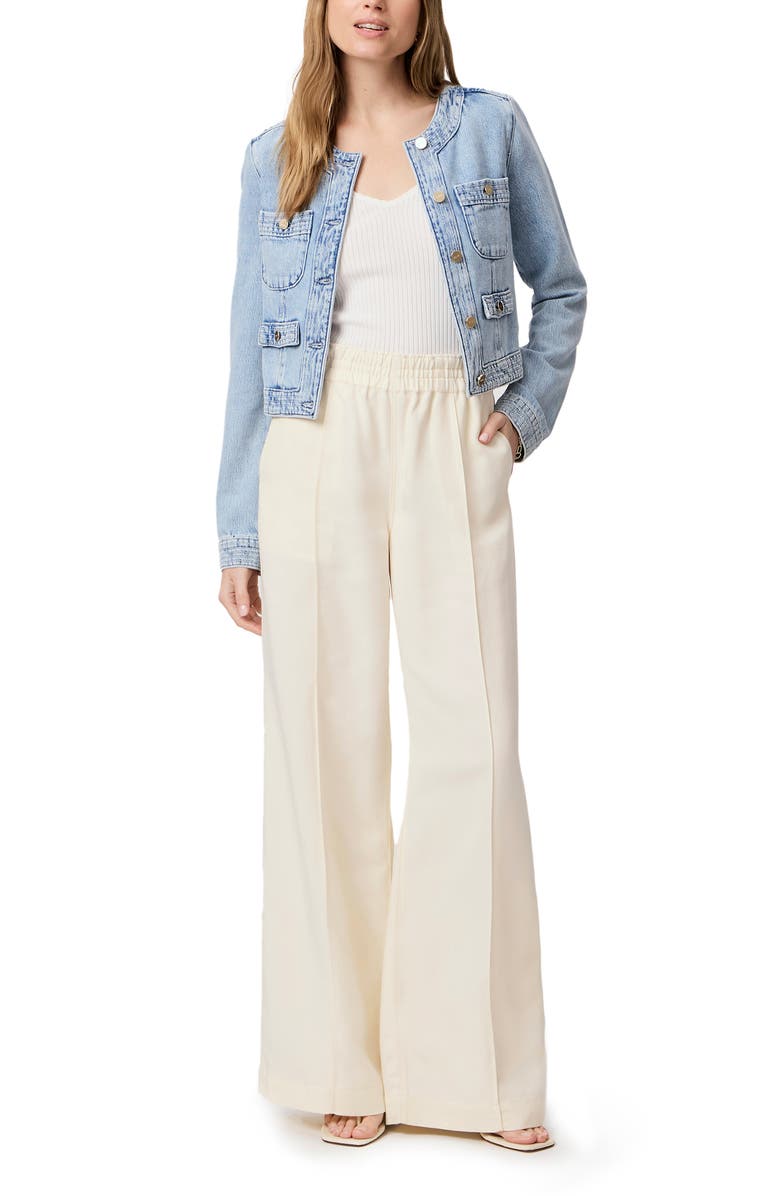 PAIGE Harper Elastic Waist Wide Leg Pants, Alternate, color, Soft Vanilla