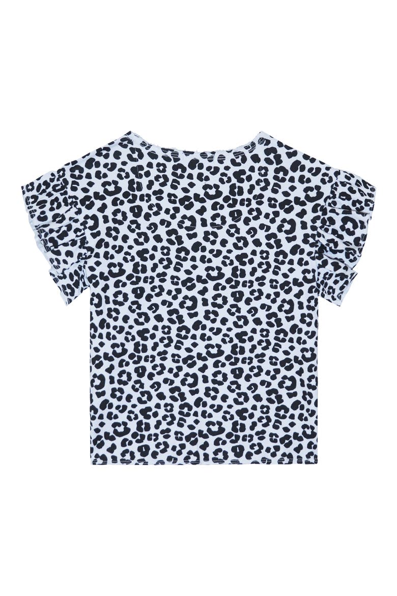Kids' The Maja Flutter Sleeve French Terry Top, Alternate, color, WHITE BLACK