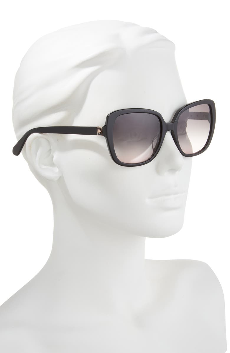Kate Spade New York wilheminas 55mm gradient square sunglasses, Alternate, color, Black