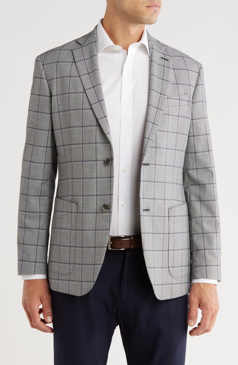 NORDSTROM RACK Windowpane Sport Coat, Main, color, Grey Graphic Pane