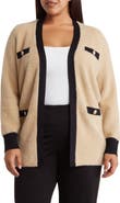 Renee C Contrast Trim Longline Cardigan