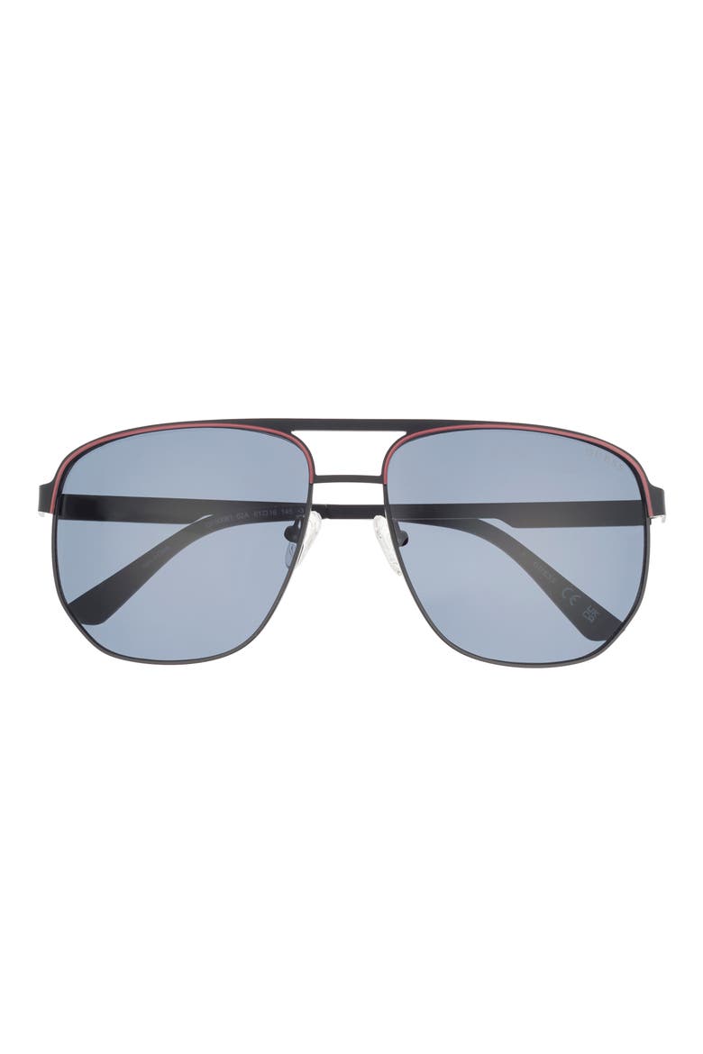 61mm Navigator Sunglasses, Main, color, MATTE BLACK / SMOKE