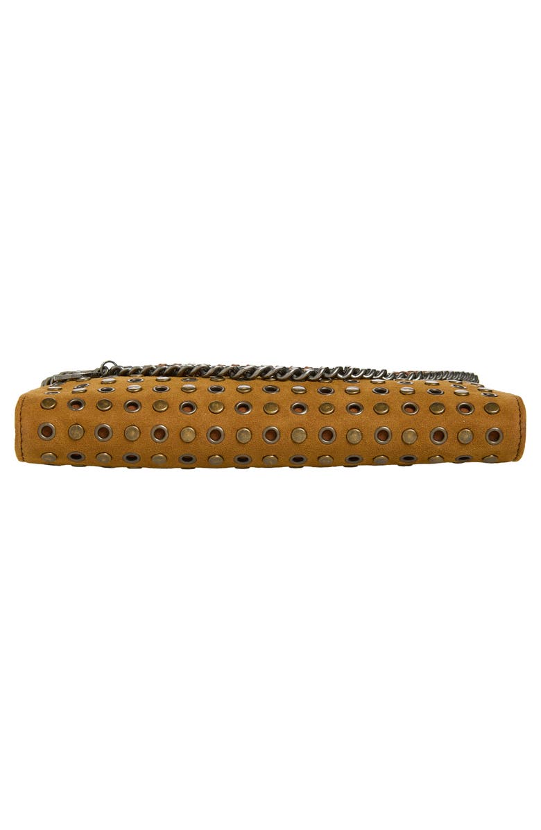 Stella McCartney Falabella Studded Faux Suede Wallet Crossbody Bag, Alternate, color, Brandy