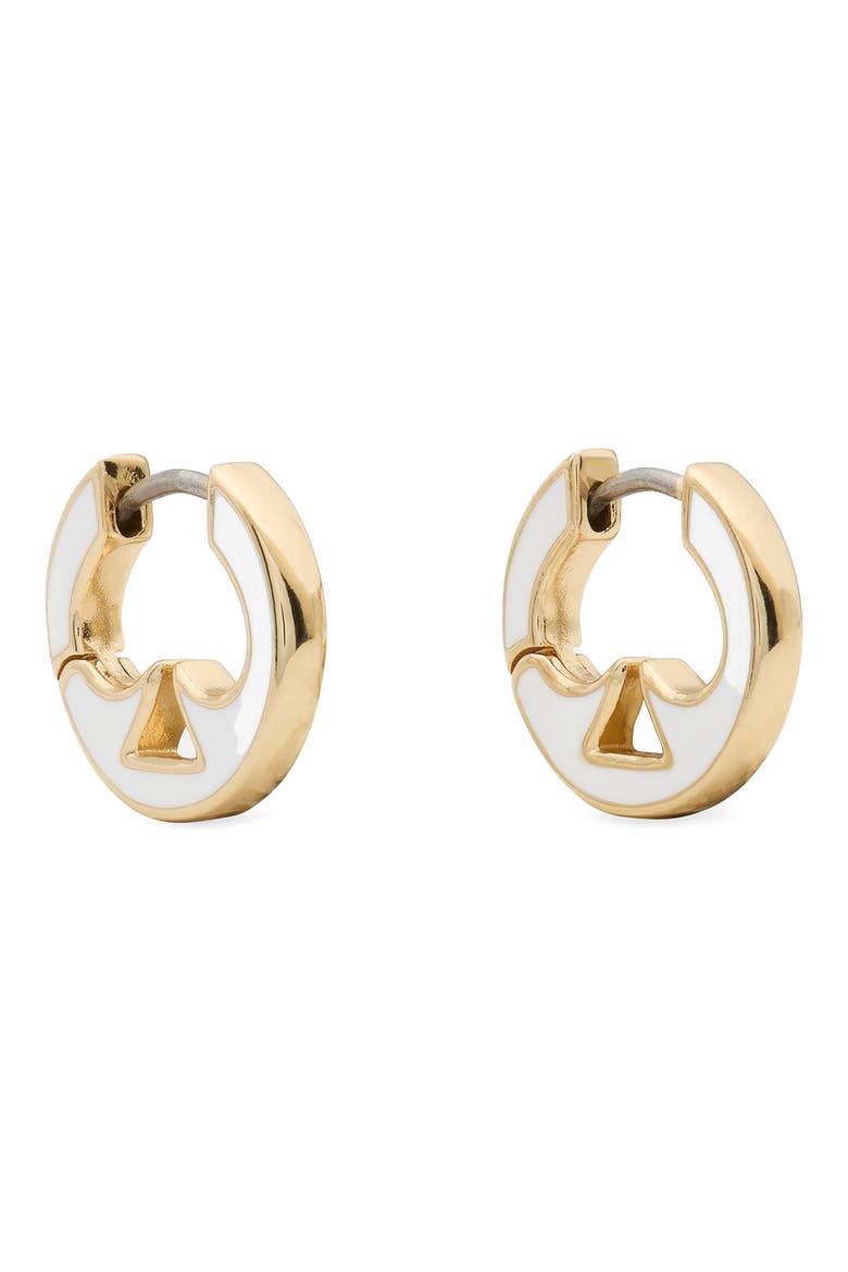 everyday spade cutout huggie hoop earrings, Main, color, WHITE.