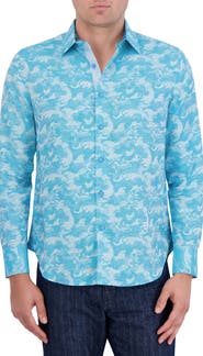 Robert Graham Poseidon Linen & Cotton Jacquard Button-Up Shirt