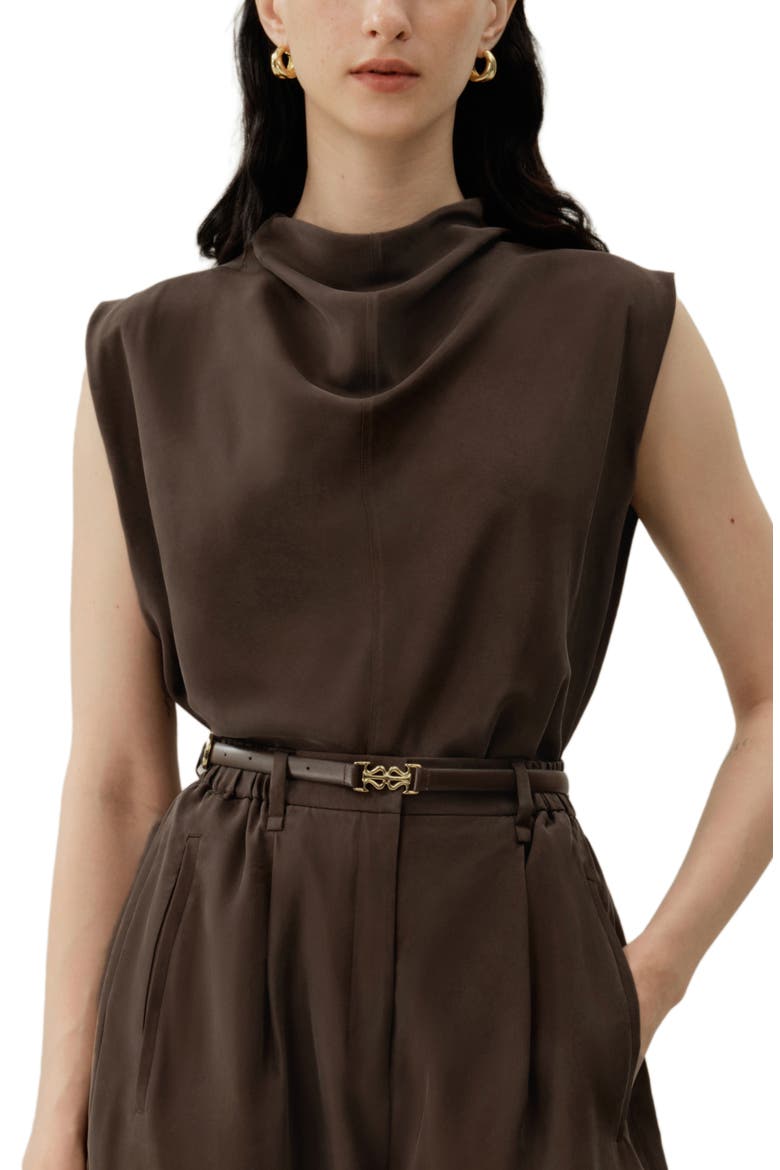 Women's Silk Habotai Sleeveless Top, Main, color, Toffee