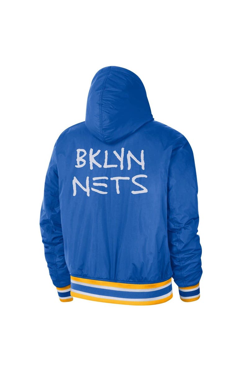 Nike Men's Nike Royal/White Brooklyn Nets 2022/23 City Edition Courtside Bomber Full-Zip Hoodie Jacket, Alternate, color, 