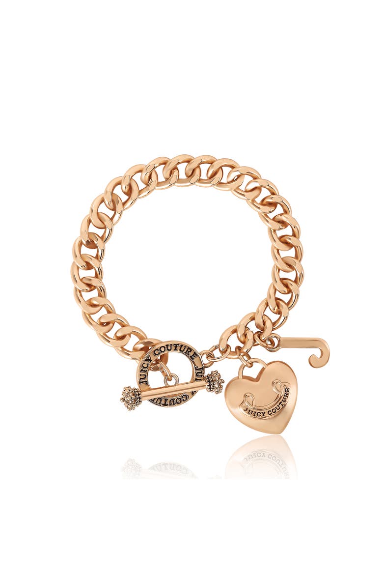 Toggle Bracelet with Crystal Heart Charm, Main, color, Gold