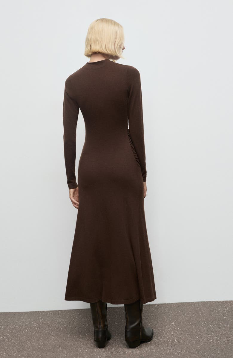 MANGO Long Sleeve Mock Neck Knit Dress, Alternate, color, Chocolate
