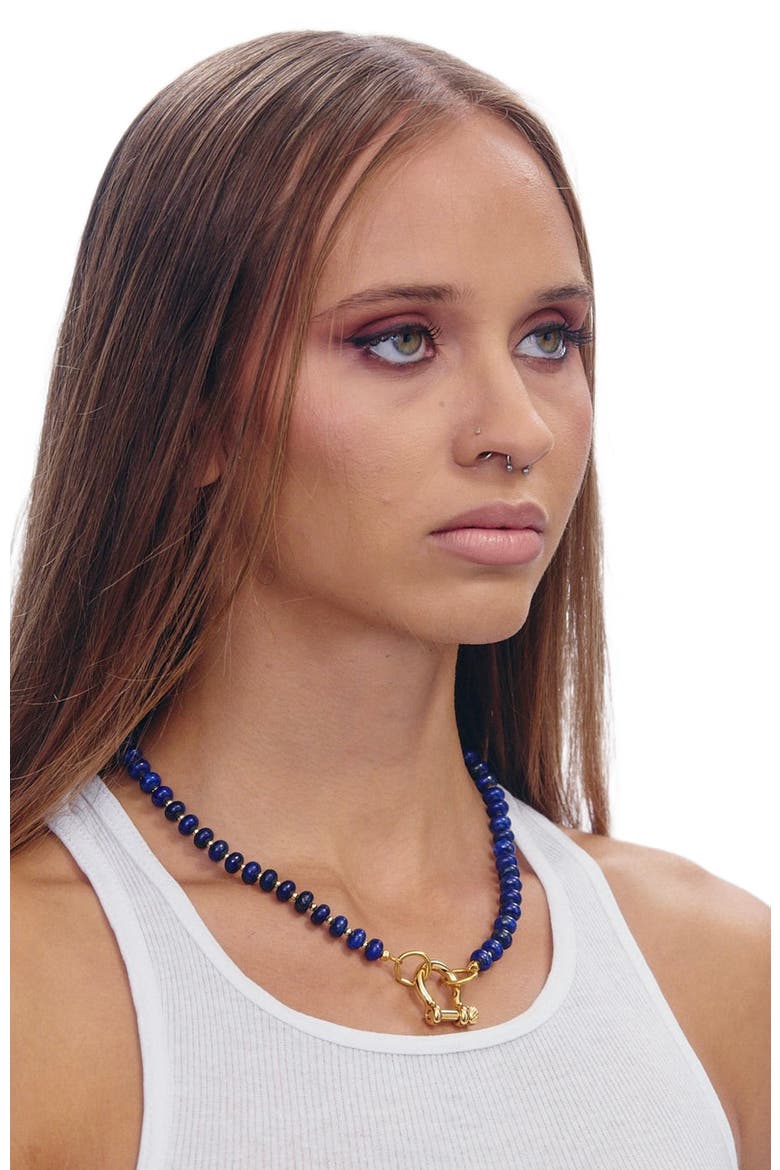 Levi Blue Lapis Gold Plated Necklace, Alternate, color, Blue