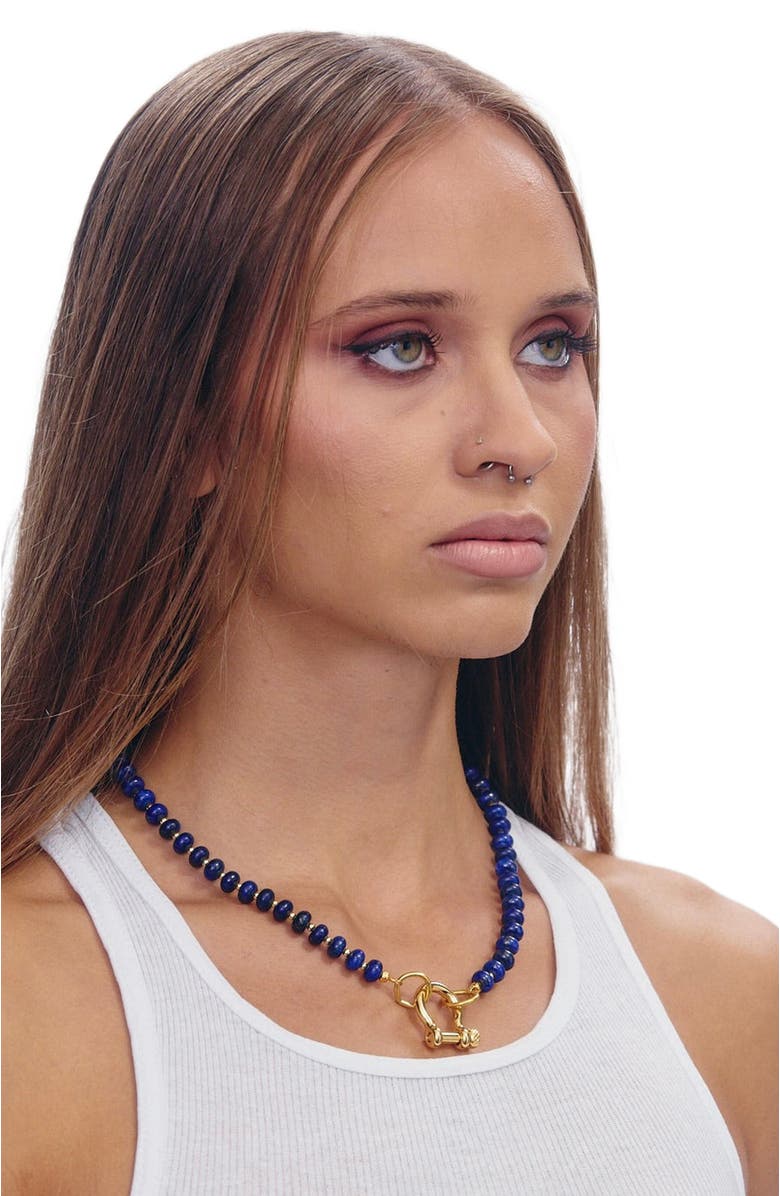SHOP SPICY DAN Levi Blue Lapis Gold Plated Necklace, Alternate, color, Blue
