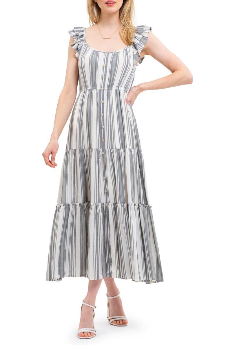 Blu Pepper Striped Maxi Dress, Main, color, Grey Multi