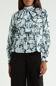Derek Lam 10 Crosby Valentine Tie Neck Cotton Shirt