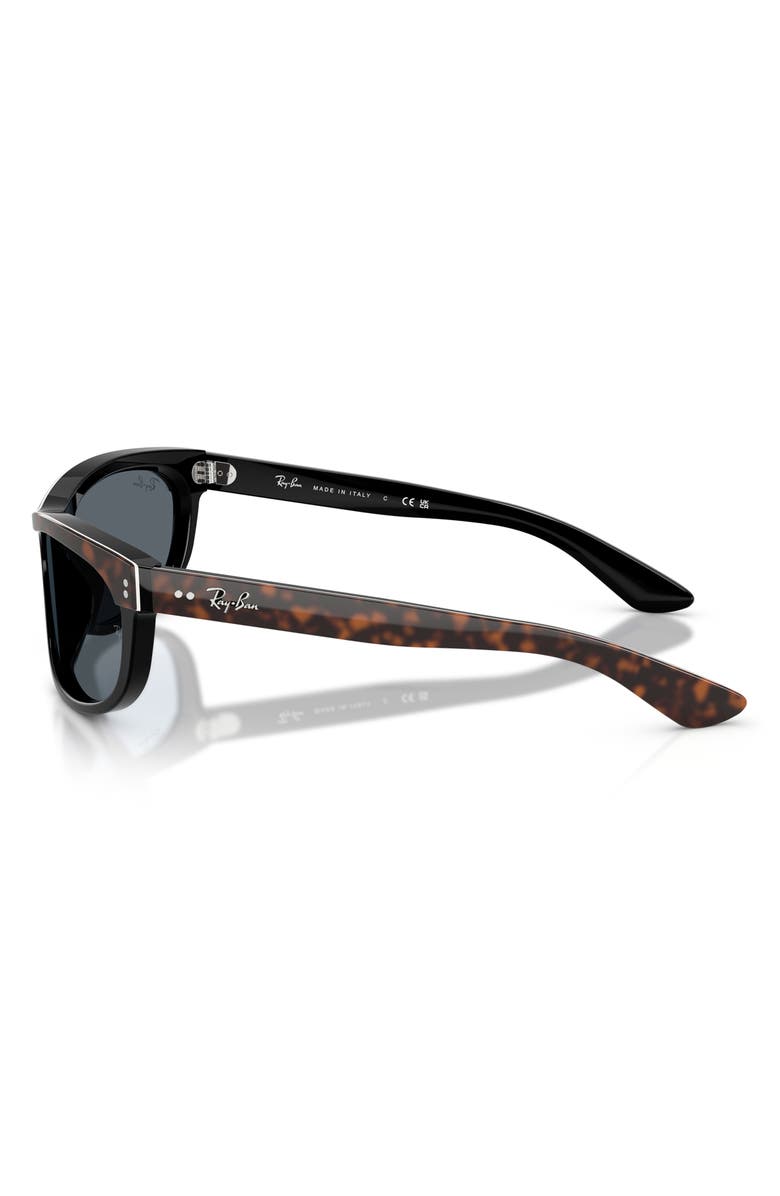 Ray-Ban 62mm Balorama Rectangle Sunglasses, Alternate, color, Havana On Black / Blue