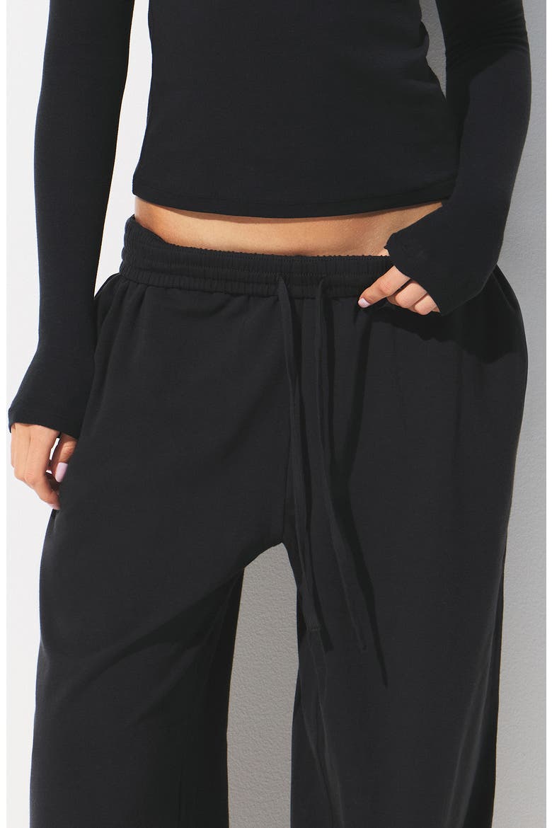 Cotton Blend Jersey Wide Leg Pants, Alternate, color, SOOT