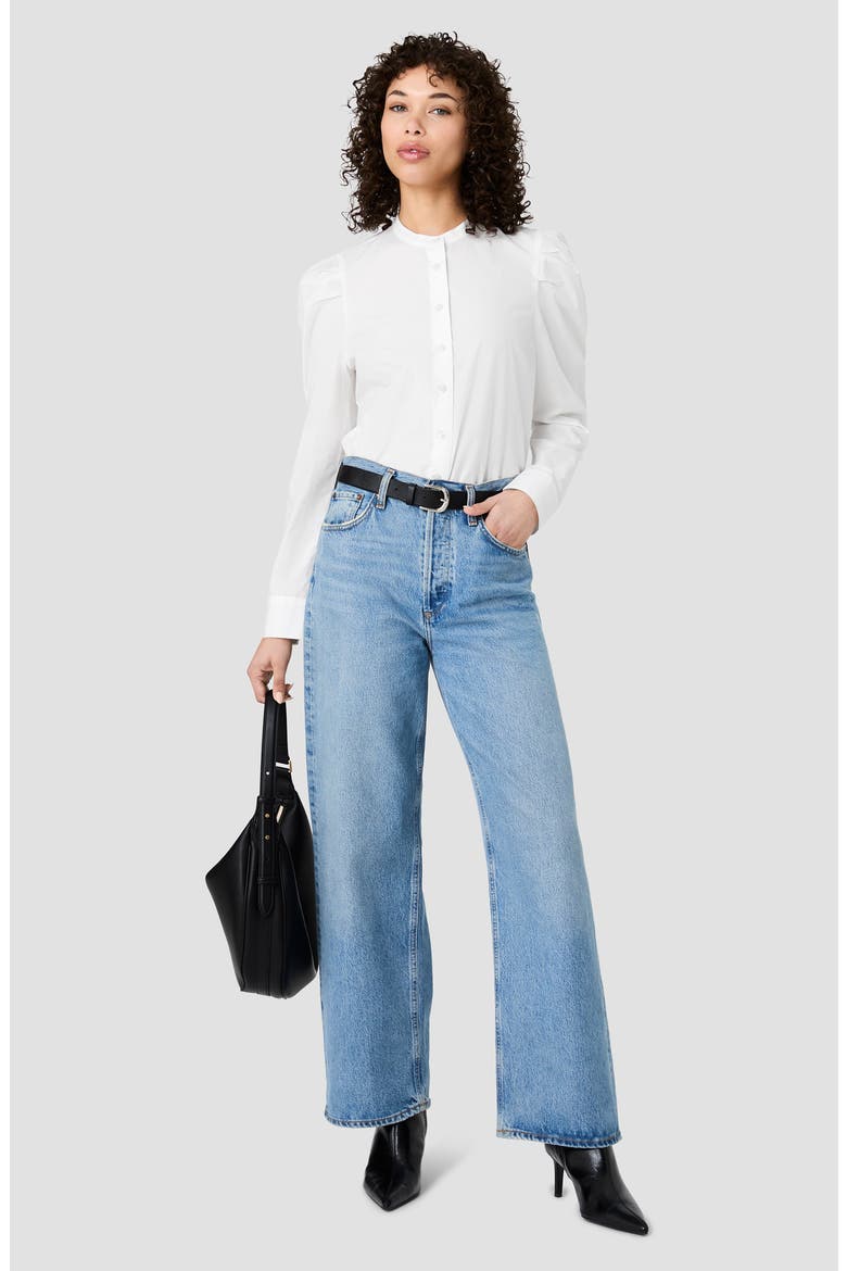 Cambria Puff Sleeve Cotton Shirt, Alternate, color, WINTER WHITE