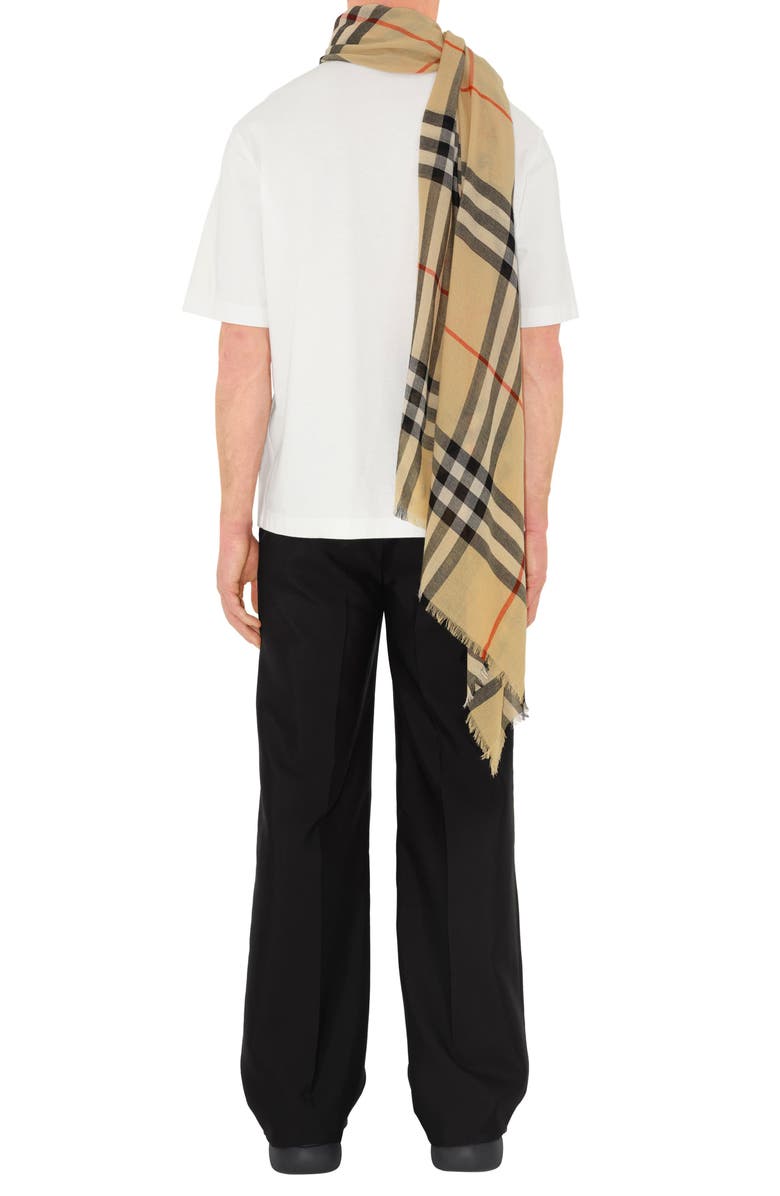 Burberry Check Wool Scarf, Alternate, color, Archive Beige
