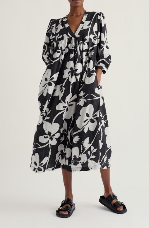 Earth Floral Organic Cotton Caftan Dress