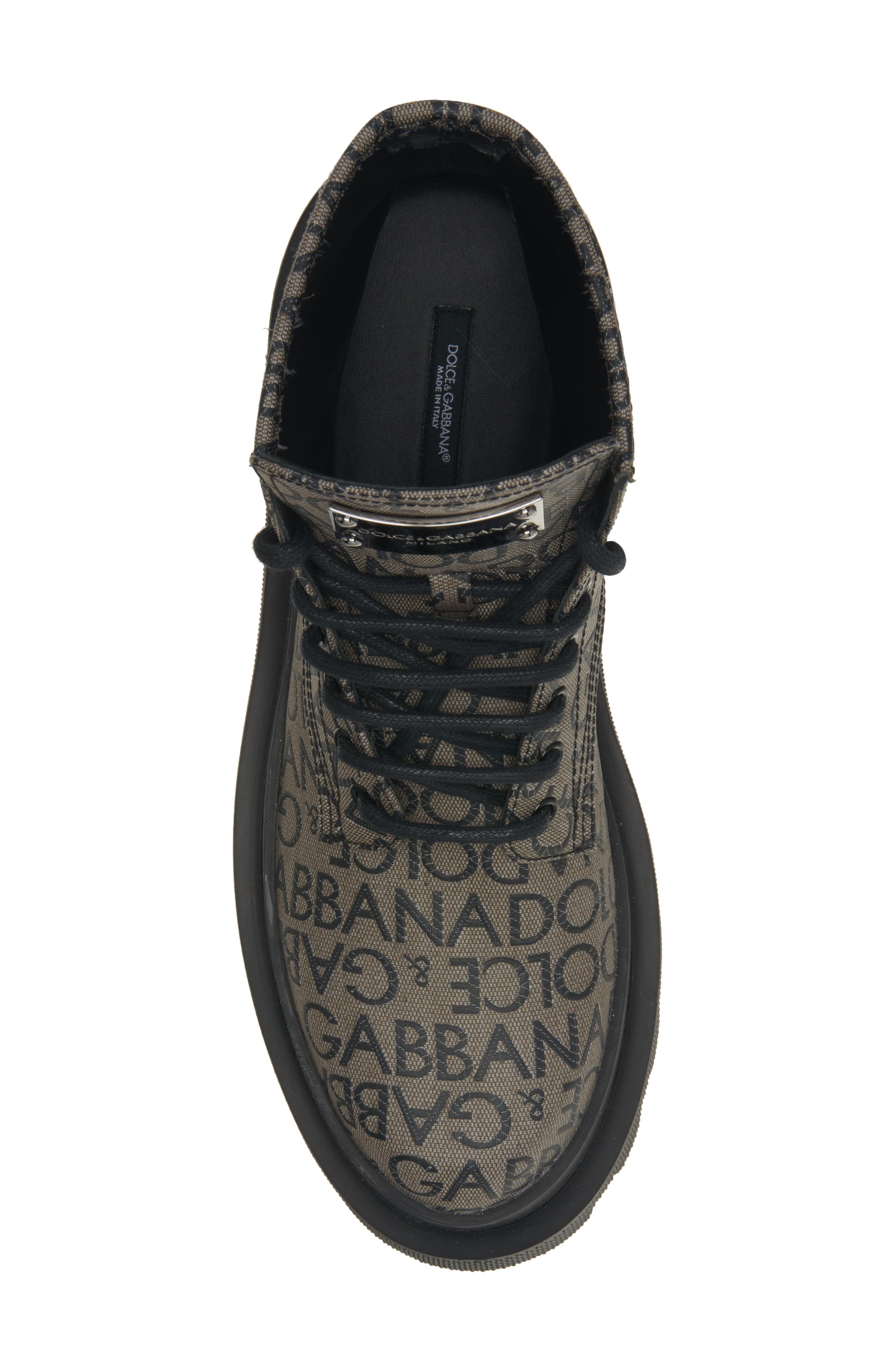 Dolce&Gabbana High Trekking Logo Jacquard Boot, Alternate, color, Brown